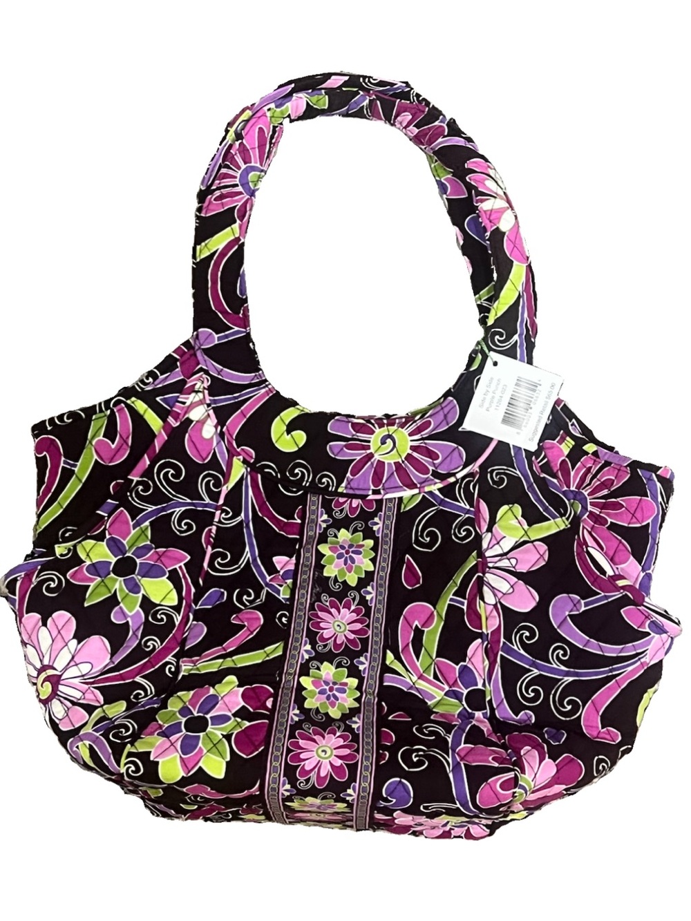 New Vera Bradley Shoulder Bag Tote Retired Purse Quilted Side By Side Purple